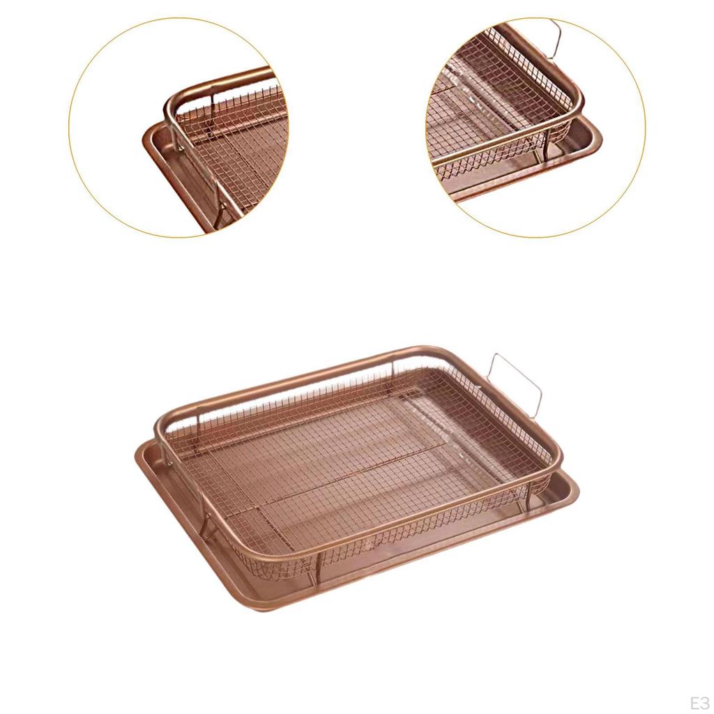 Oven Basket and Tray Easy Clean Oil Frying Baking Dish for Meat Seafood S Black