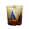 Pahar de Whiskey din Cristal Albastru cu Margarete, Fabricat Manual Edo Kiriko - Cadou Elegant pentru Casă