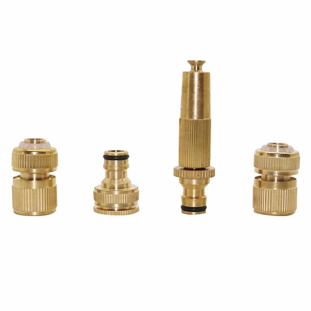 1Set/4Pcs 16mm Nipple Interface High-Pressure Copper Spray Gun 3 Modes Adjustable Garden Lawn Irrigation Car Washing Water Gun