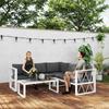 Four-Piece L Shaped Garden Furniture Set with 5-Level Adjustable Lounger - Grey