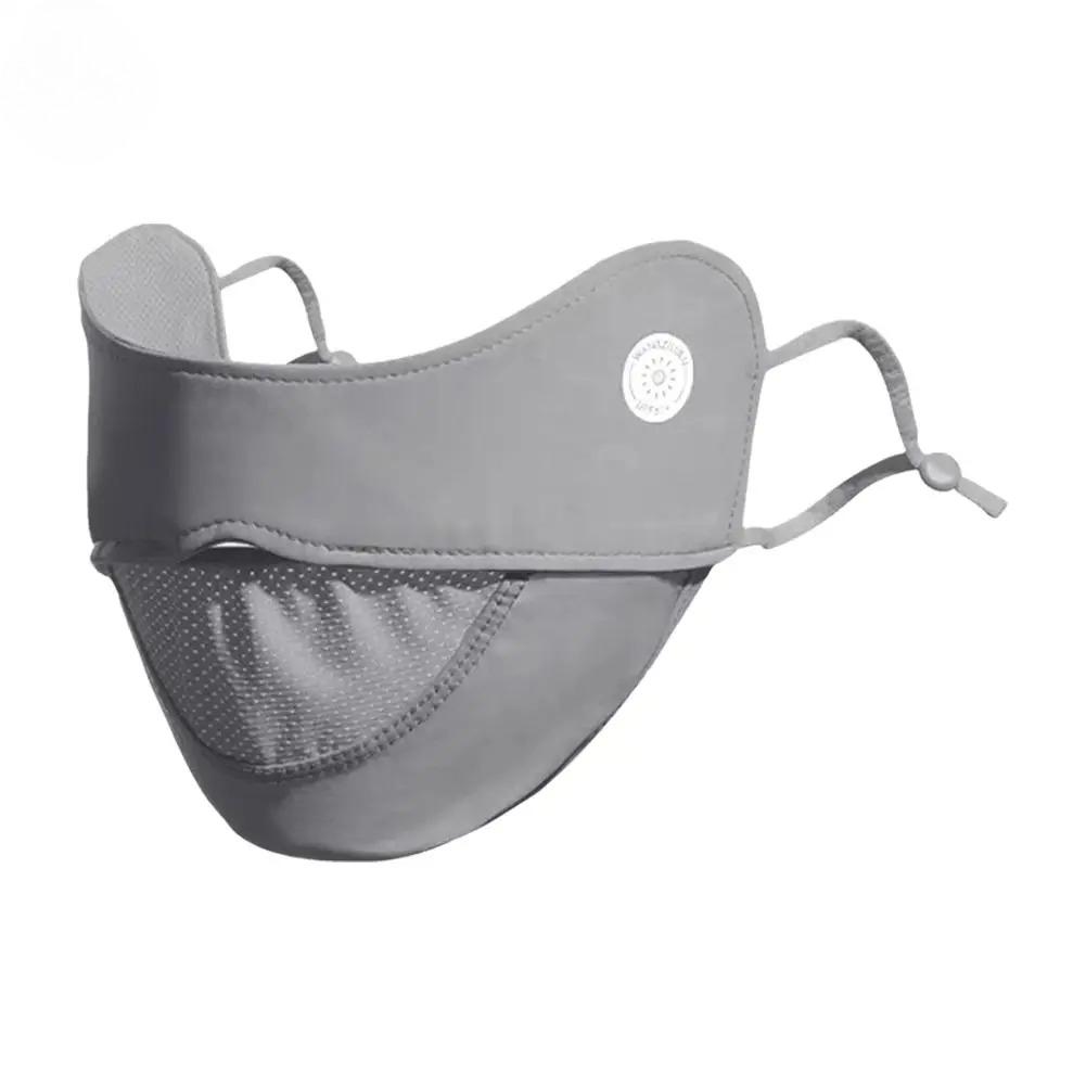 

Women Ice Silk Face Mask, Thin Breathable Mesh Sun Protection Cover, Adjustable Anti-UV Mask for Outdoor Cycling Running Sports серый