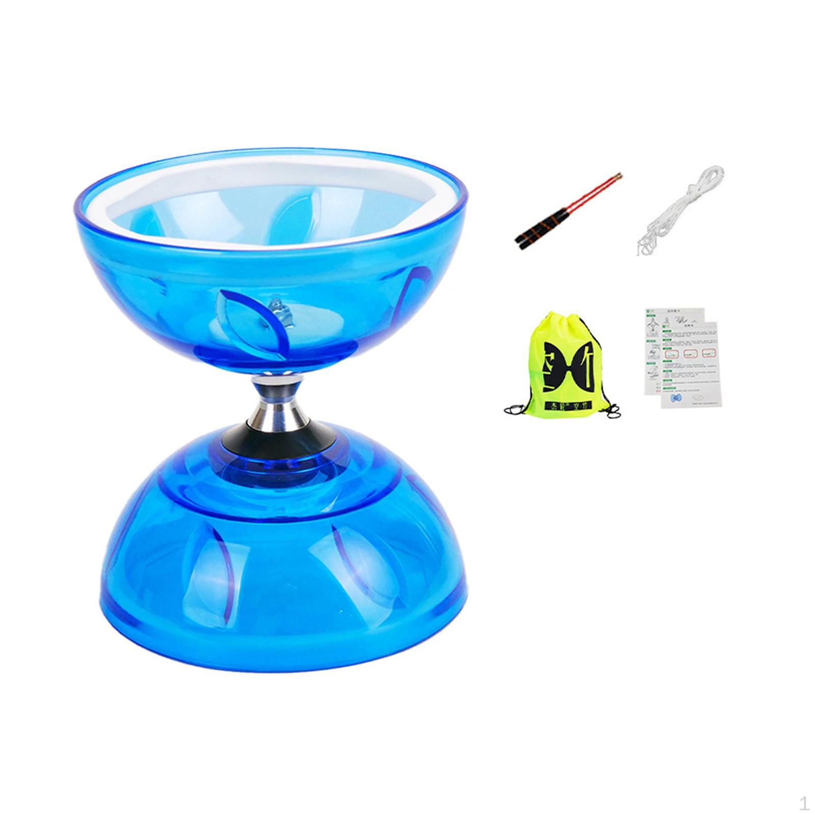 

Chinese Diabolo Set Accessories Gifts Classic Fun Portable Juggling Toy 3 Bearing for Adults Kids S Blue