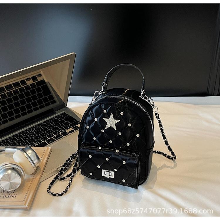 Xiaoxiangfeng Backpack Women's 2025 New Fashion Diamond Chain Messenger Bag Versatile Travel Small Backpack