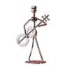 Musical Man Statue, Iron Wires and Screws Statue Home Decor, Musician Tabletop Figurine Desk Decoration for Bookshelf