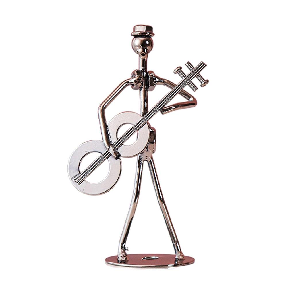 Musical Man Statue, Iron Wires and Screws Statue Home Decor, Musician Tabletop Figurine Desk Decoration for Bookshelf