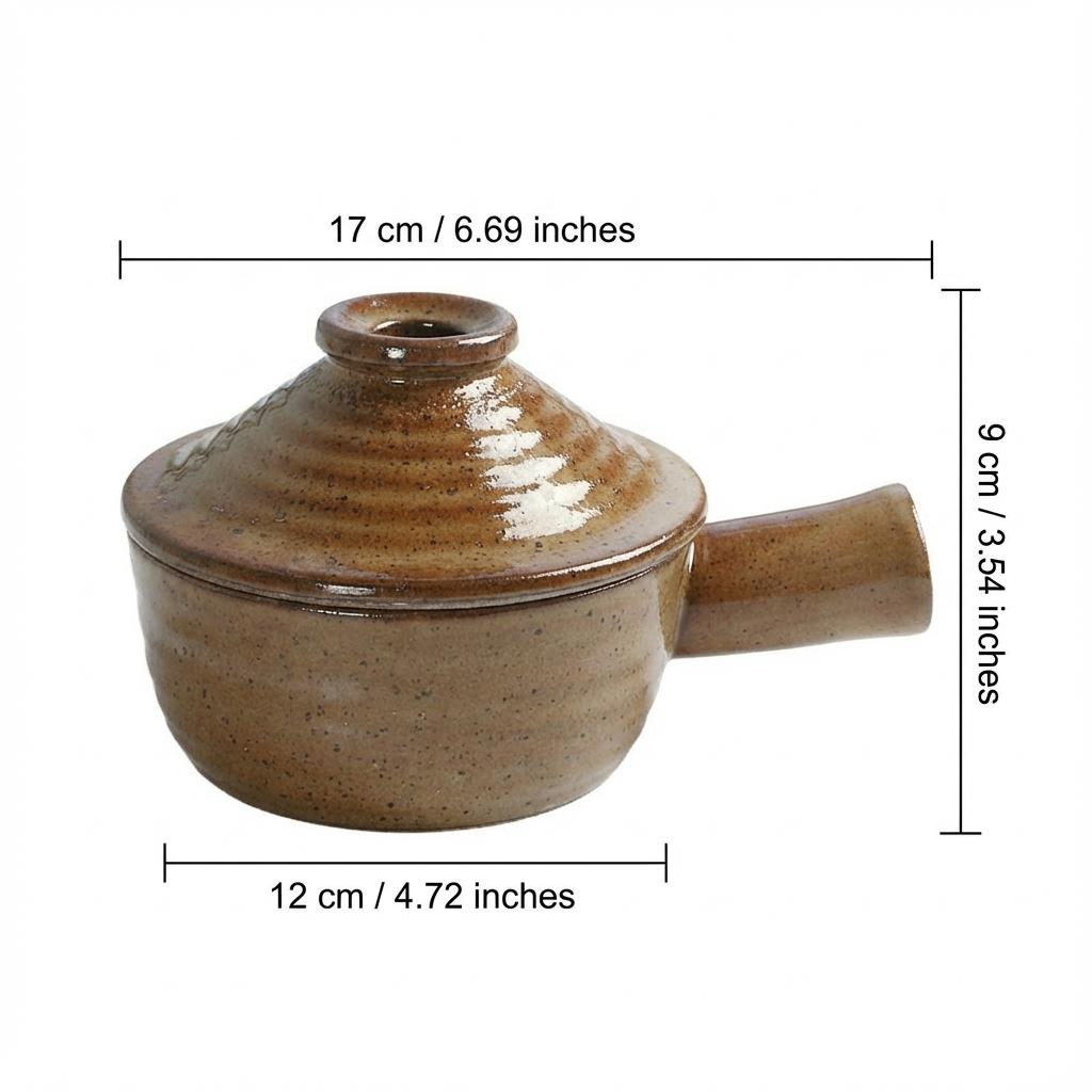 Ceramic Side Handle Bowl With Lid Heat Resistant Japanese Style Retro Design For Salad Fruit Serving