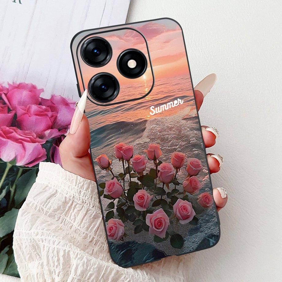 Luxury Matte Silicone Soft Case For Tecno Spark 10c 10 Pro Spark10 4G 5G KI5k KI5q KI7 KI8 Capa Flower Loving Heart Bowknot Etui