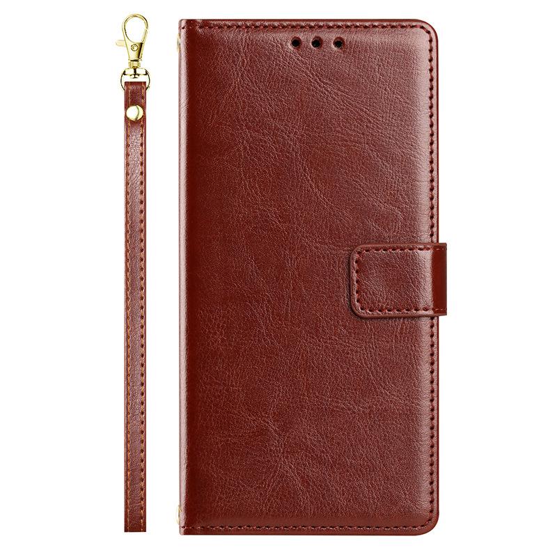 Flip cover mobile phone case is suitable for Samsung A57IPHONE mobile phone leather case insert card magnetic attraction solid color Crazy Horse patte
