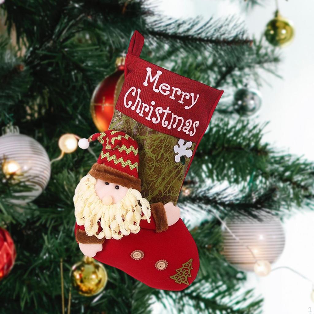 3D Socks Gift Bags Christmas Stockings Tree Hanging Decoration for Restaurant