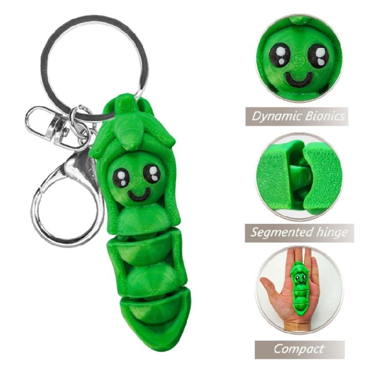 Animated Cartoon Pea Pod Keyring Sturdy PLA Material Keychain Home Decors Keychain For Daily Use And Gifting