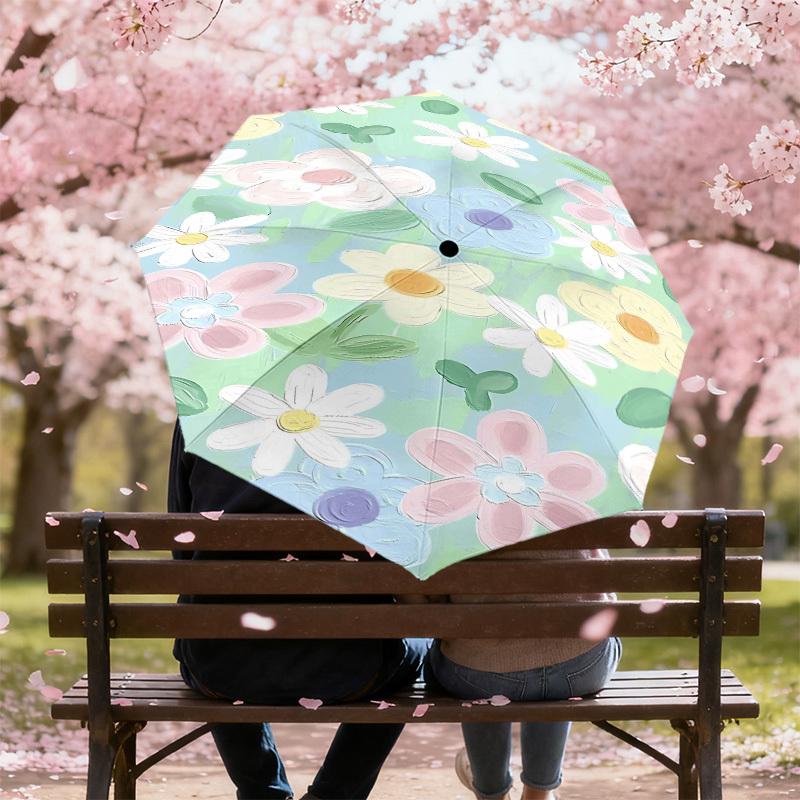 1pc Floral Pattern Automatic Open/Close Umbrella Compact Folding Umbrella with 8-Rib Shaft for Women/Men, Elegant Birthday1309S