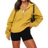 Women's Casual Fashion Long Sleeve Solid Color Zip Hooded Sweatshirt Top With Pocket