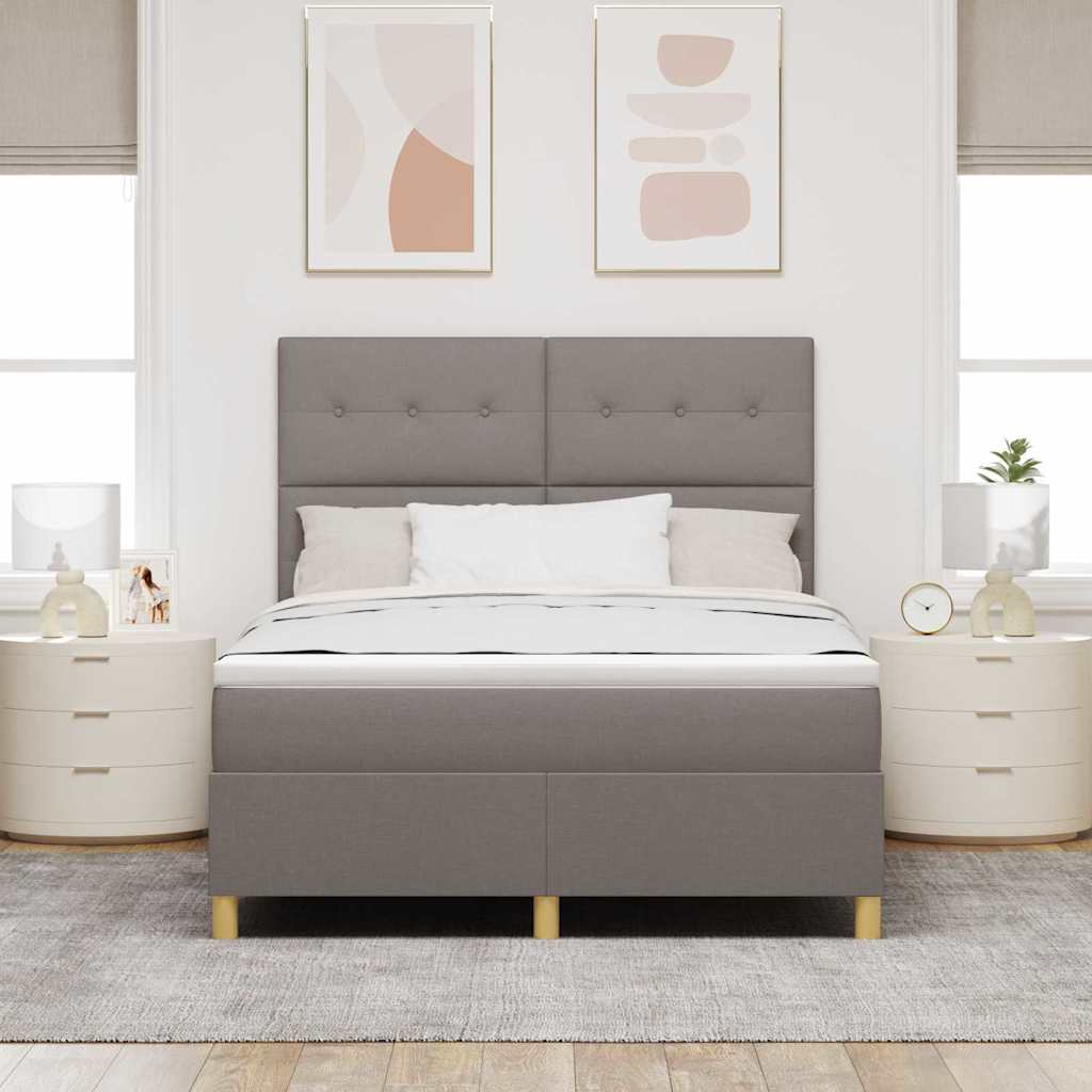Box Spring Bed with Mattress Taupe 140 x 200 cm Fabric