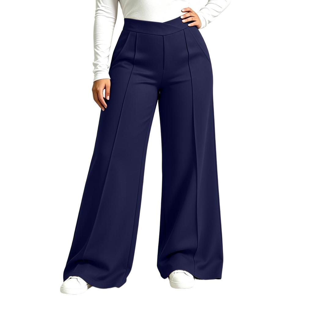 Women's Plus Size Stylish Flowy Pants with Side Pockets for Casual Athletic Wear