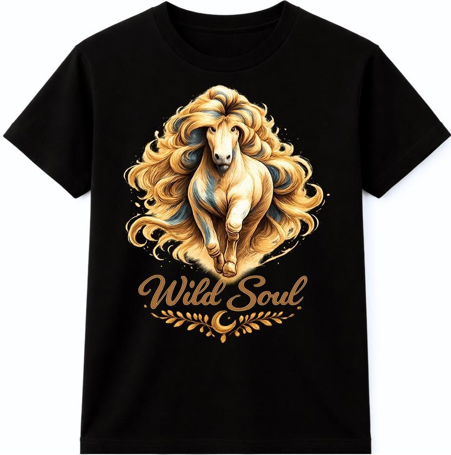 Horse Running T Shirt Western Equestrian Cowboy Wild Soul Graphic Tee XL