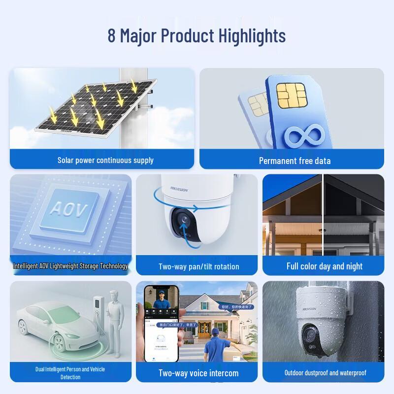 

Hikvision 4G Solar Outdoor PTZ Security Camera CN plug (adapter included)