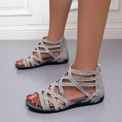 Ladies Leopard Slope Heel Sandals Non-slip Lightweight Comfortable Casual Womens Slippers Rome Outside Casual Flat Bottom Shoes