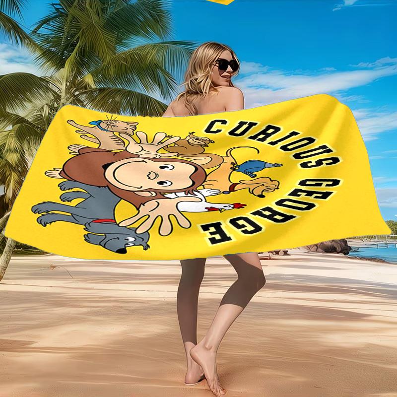 Curious George And Elephant Adventure Beach Towel, Quick-drying, Easy to Care for, Suitable for Both Fitness and Beach Vacations,Sports Essential