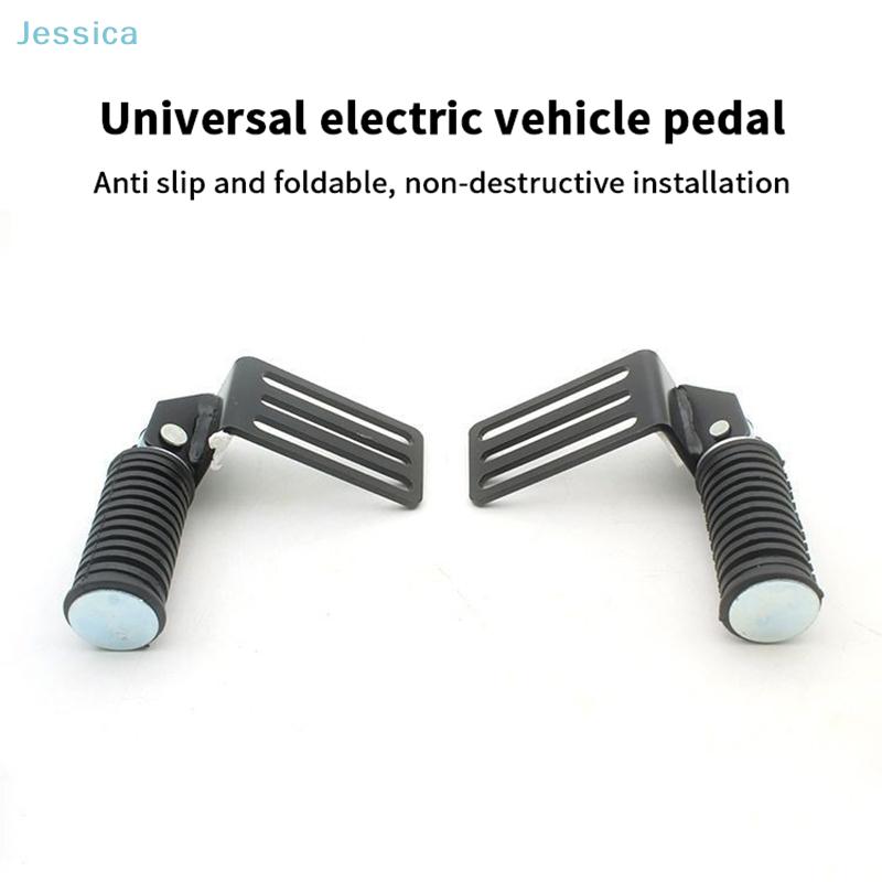 2Pcs Folding Anti-slip Metal Front Foot Pedal Rear Pedal Stirrups For Electric Vehicle
