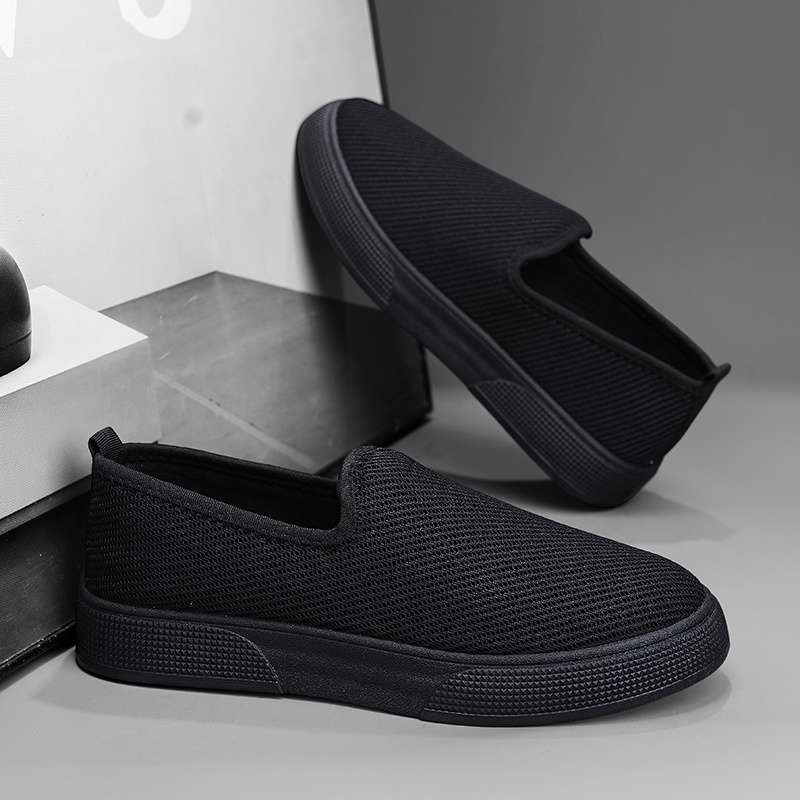 

Мужская обувь дышащая и удобная летом, дезодорирующие парусиновые туфли, мужские тканевые туфли на одной педали, универсальные повседневные кеды на толстой подошве 44