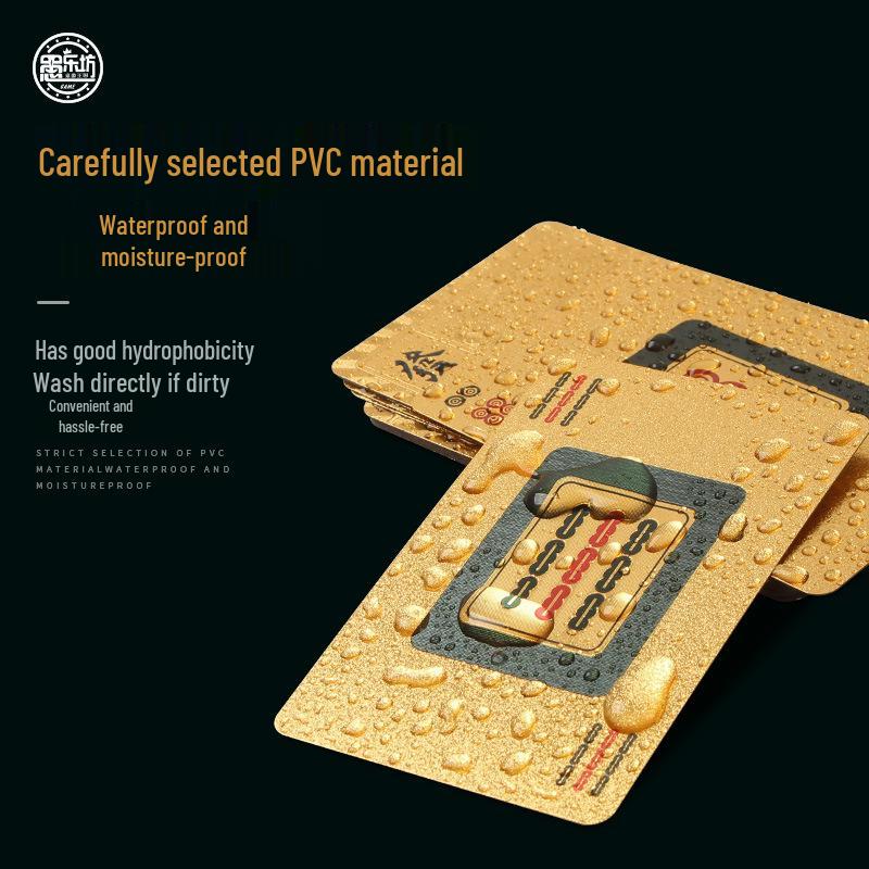 Gold Edition: Portable Mahjong Set with Plastic Tiles & Waterproof Poker Cards