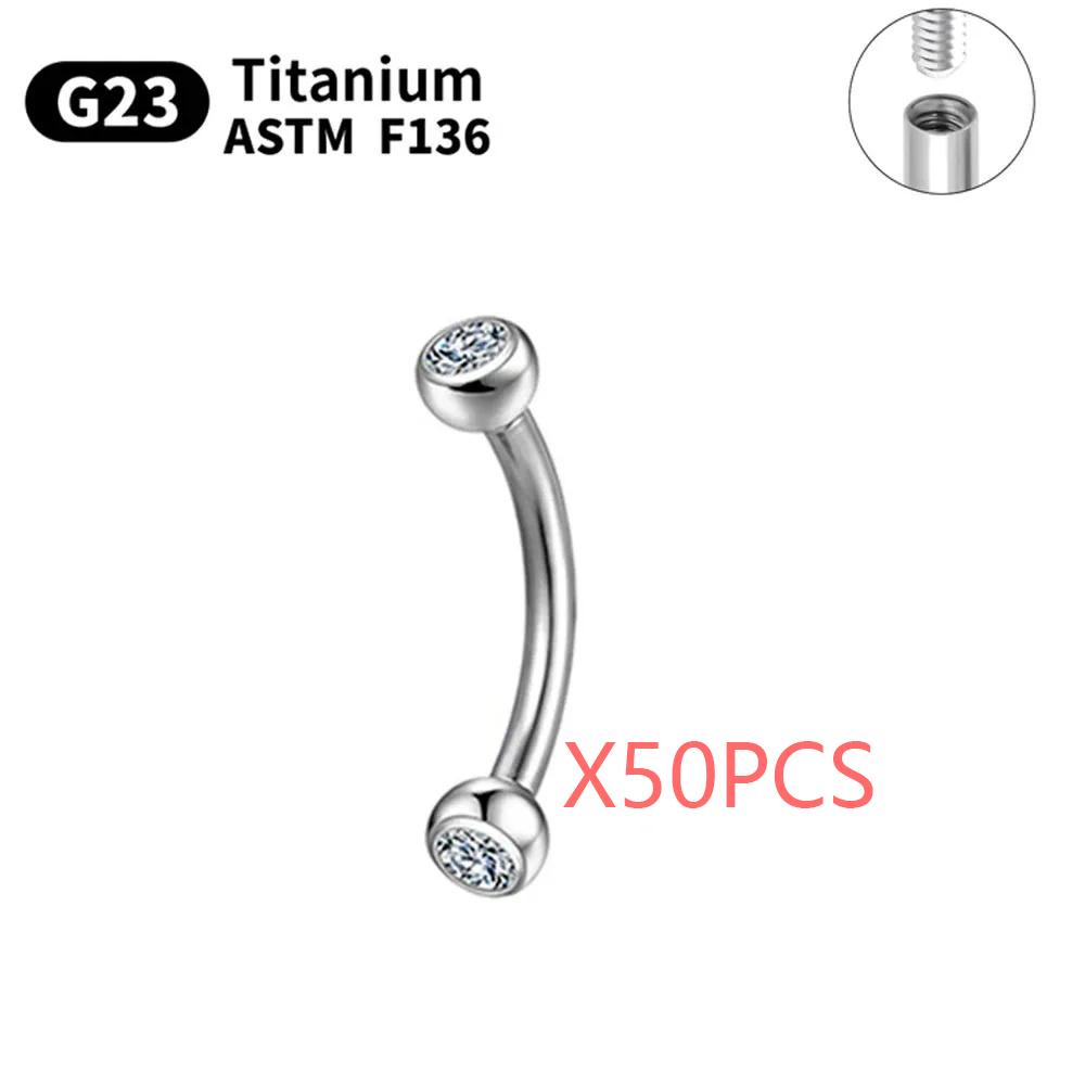 5/50PCS G23 Titanium Eyebrow Piercing Nose Ring Septum Helix Cartilage Piercing C rod Body Jewelry For Women