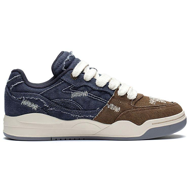 Li-Ning Light Blue Denim Wear-Resistant Breathable Low-Top Skate Shoes Men sneakers Brown AGCS427-5