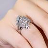 Schillernde weiße Zirkonia CZ Blumenringe für Frauen Hochzeit Verlobungsaccessoires Statement Schmuck Geschenk