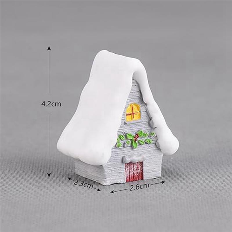 BAAU Christmas Miniatures Figurines, Mini Christmas Snow House Decor Ornaments, Christmas House Fairy Garden Decorations Du