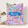 Custom Name Peppa Fairy Flannel Blanket Throw Blanket Soft Warm Sofa Bed home Decor Unique Gift