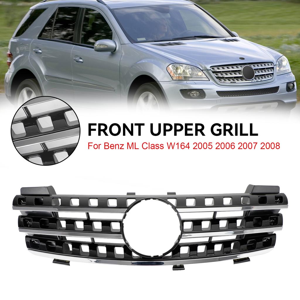 Front Grille Grill Fit Mercedes ML-Class W164 2005-2008 Chrome/Black