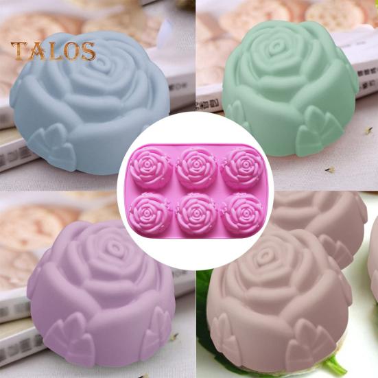Kuchenform, flexibel, antihaftbeschichtet, Rosenblütenform, Silikonform, 6 Gitter, Pralinen, Geleeform für die Küche zu Hause