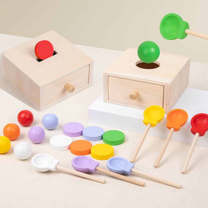 Baby Wooden Montessori Sensory Toys Permanence Objects Target Coin Box Color Ball Sorting Games Fine Motor Skill Education Toys
