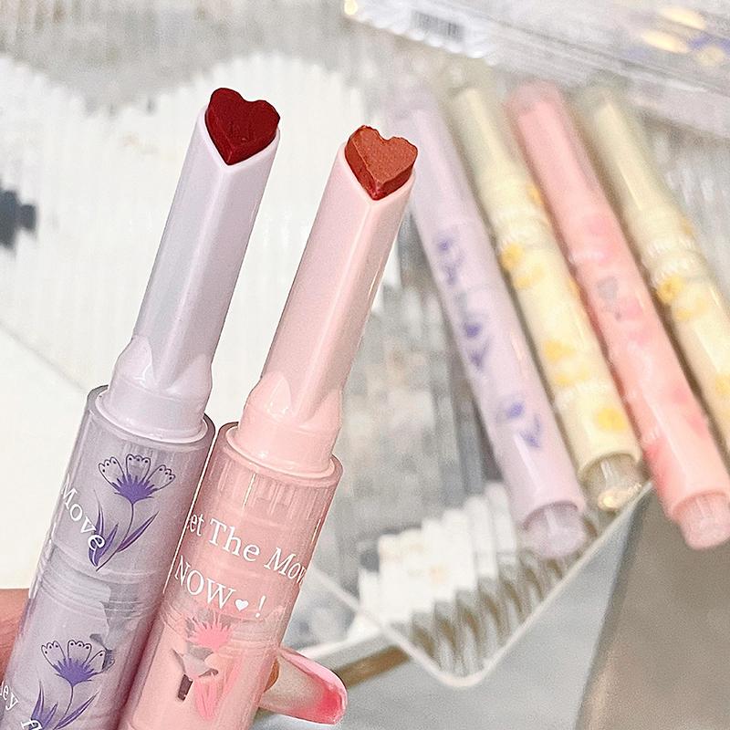 Water-Light Lip Glaze Mirror Glitter Lip Tint Long Lasting Moisturising Love Heart Shape Solid Lipstick Pen Lips Makeup Cosmetic