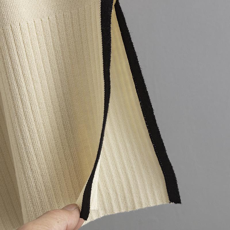 Herbst Winter Faul Wind Lose Hohe Kragen Pulllover Pullover Anzug frauen Einfarbig Kurzarm Stricken Breite Bein Hosen zwei Stück Set