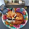 Sleeping Fox Round Area Rug,Carpet Rug for Living Room Bedroom Sofa Playroom Decor,Non-slip Floor Mat