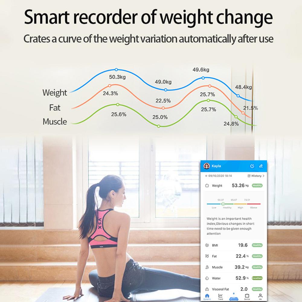 Smart Body Fat Scale Wireless Digital Bluetooth Electronic Weight Body Composition Analyzer Weighing Scale with Smartphone App