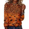 Women's Halloween 3D Printed Pumpkin Face Bat Long Sleeve Shirt Autumn Loose Casual Polyester Round Neck Fashion Casual Top
