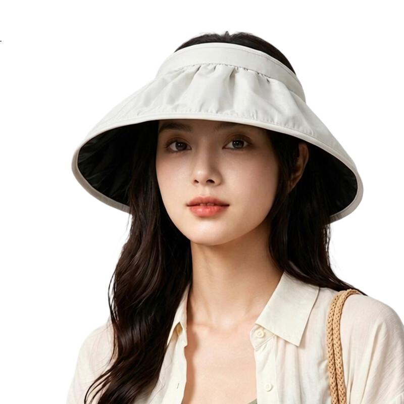 YUYULA Women's Summer Sun Protection Hat UV Black Coated Shell Hat Fashionable High-Value Sunshade Beach Sun Hat