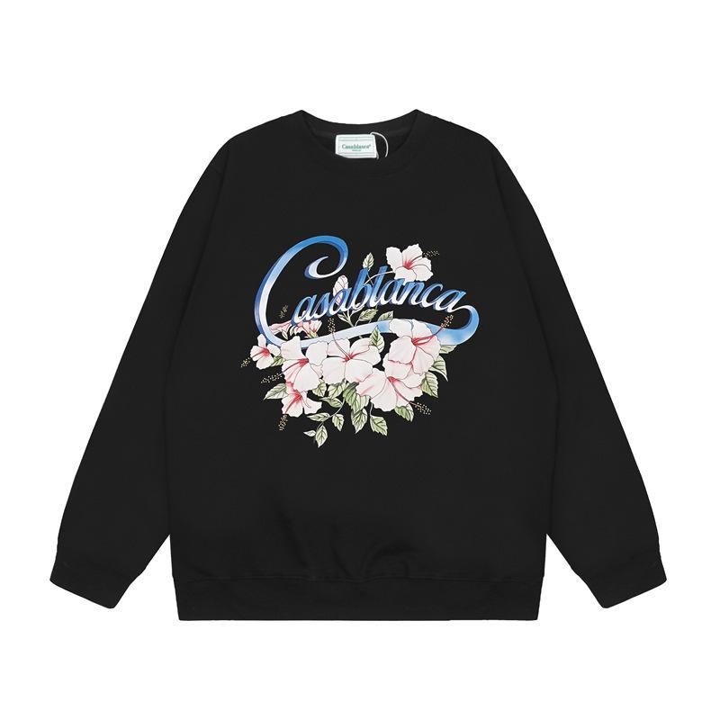 American Trendy Brand Casablanca Crew Neck Sweater Hoodie Men's Couple Ins Autumn and Winter Thickened Long-sleeved Women's T