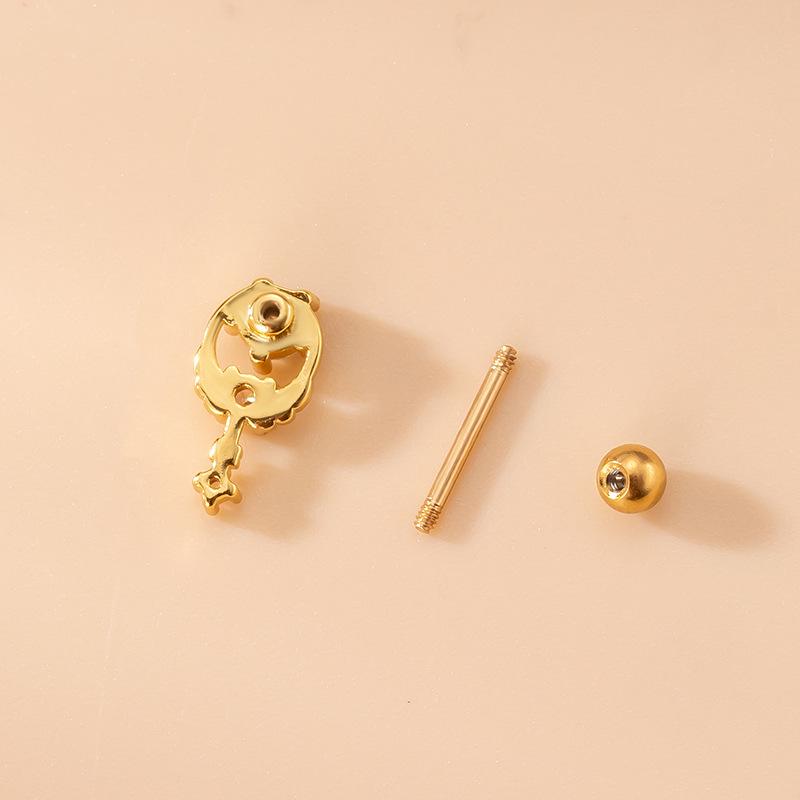 Boucles d'oreilles piercing cartilage en acier inoxydable bicolore zircon mode coréenne