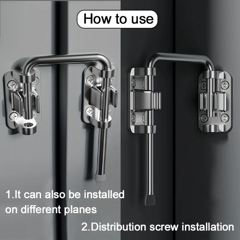 Sliding Door Latch Lock Zinc Alloy 90 180 Degree Rotatable Anti-Theft Universal for Patio Balcony Home Safety Guard