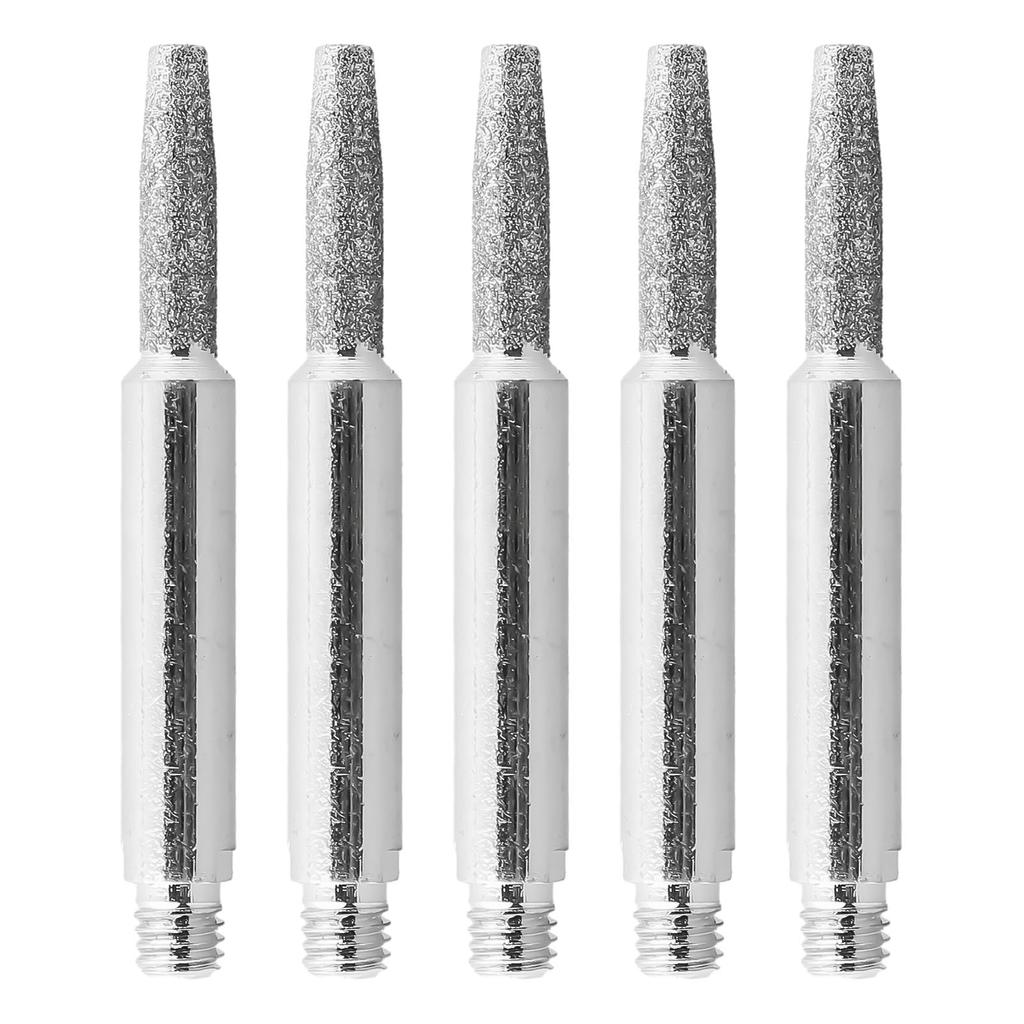 5pcs Diamond Coated Carbide Burrs for Chainsaw Chain Sharpening Jig, Cylindrical Grinding Heads 4.0/4.8/5.5mm, 6mm Shank, Silver