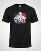 Neon Glow Anime Girls Bikini Trio Black T-and Kids Tshirt Graphic Tee