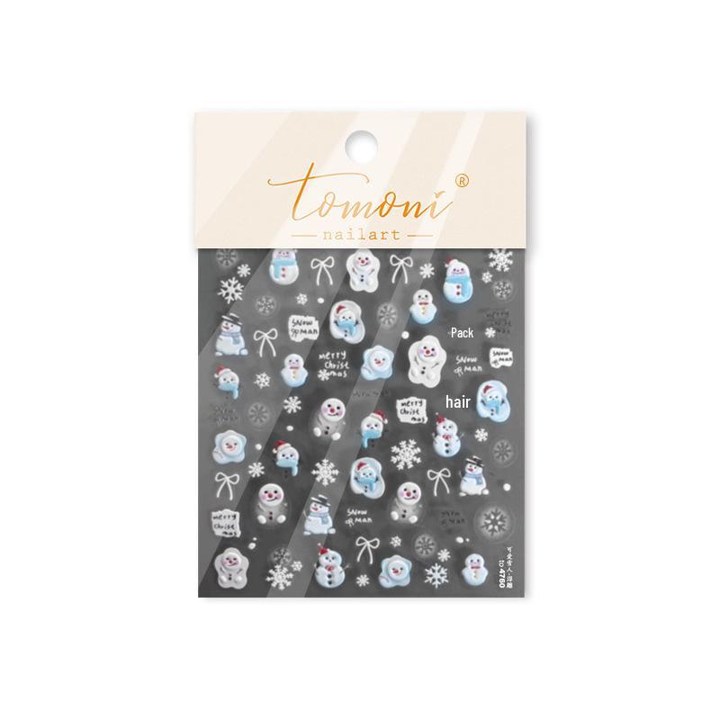 

Tomoni 3D Snowman Nail Art Stickers - Cute Japanese Style Embossed Nail Decals