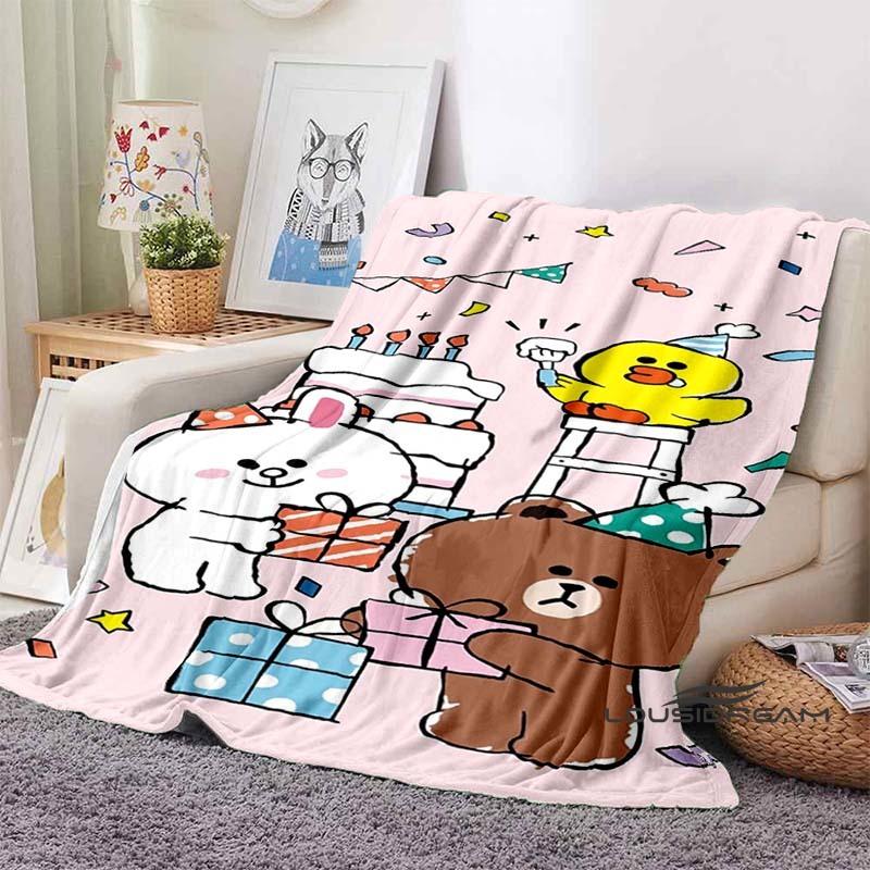 Cute BROWN & FRIENDS Blanket—Perfect for Use On Sofas, Beds, In Cars, Living Rooms, and Bedrooms. A Wonderful Gift for Children.