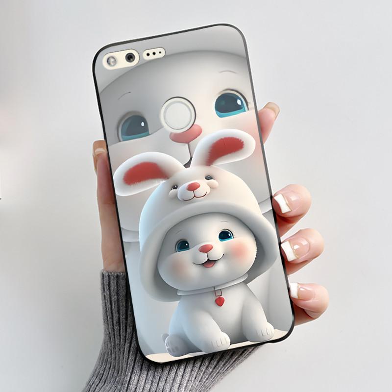 Luxury Cute Love Rabbit Cartoon Funny Case For Google Pixel XL Pixel1 1 XL Black Silicone Soft Phone Case Protective Back Cover