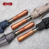 British Large Double-Layer Long Umbrella Umbrella with Straight Shank Storm-Resistant Self-Opening Umbrella Retro Wooden Handle Umbrella Business Men
