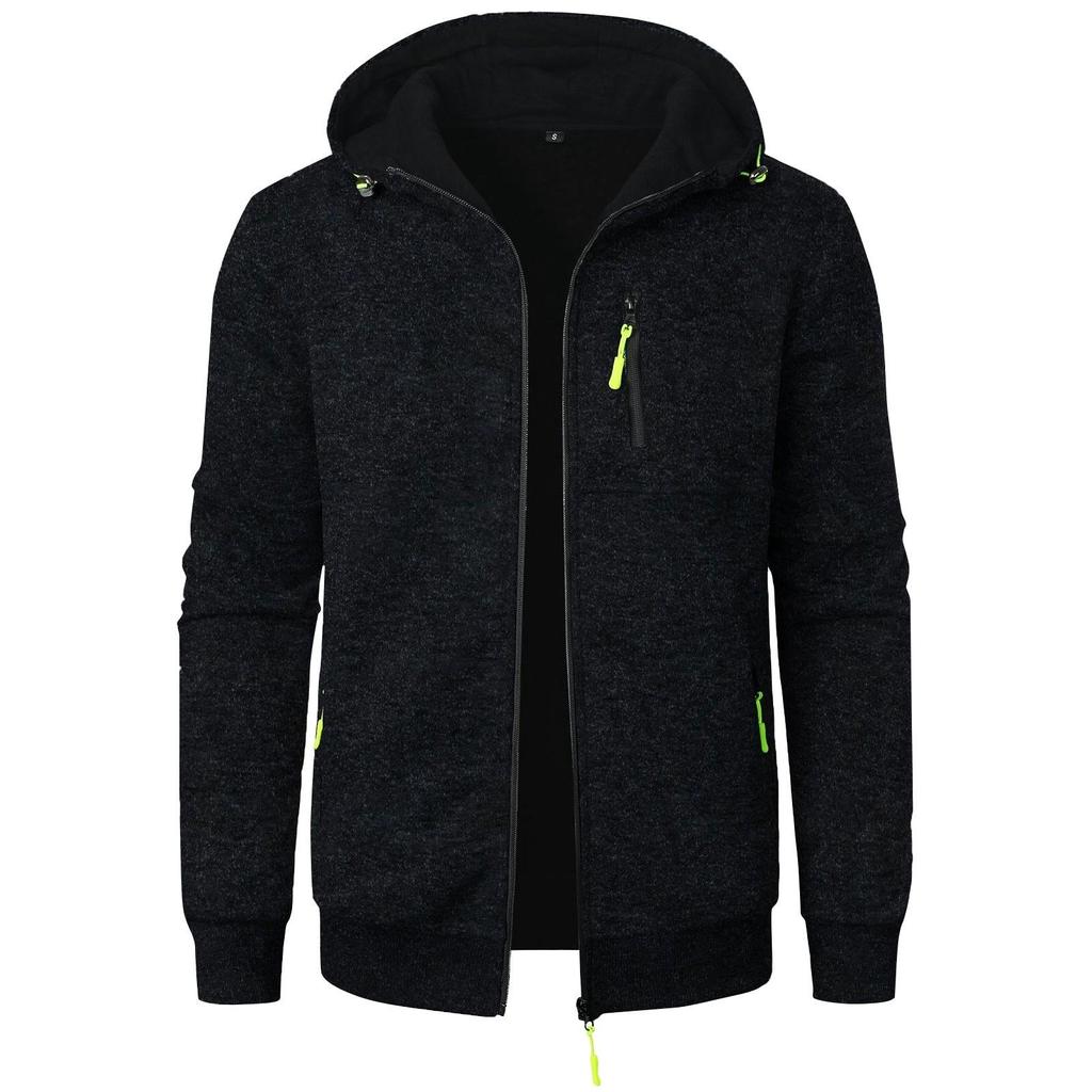 Men's Spring Autumn Hooded Thin Velvet Loose Large Size Sweater Jacket Cardigan Top Jacket