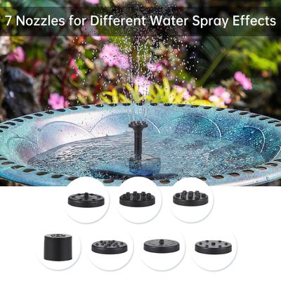 Solar Kit Solar Fountain Pump Environmentally Friendly 3W 5V Panel 7 Nozzles Water Height 50Cm for Bird Bath Garden Decoration Fish Small Pond